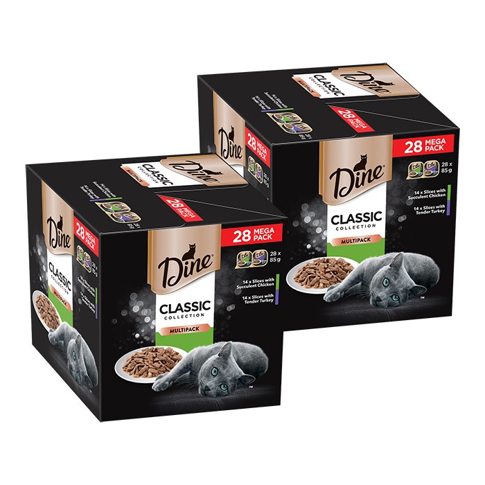 Dine Daily Variety PK Slices Chicken Turkey Adult Cat Food 85gx56