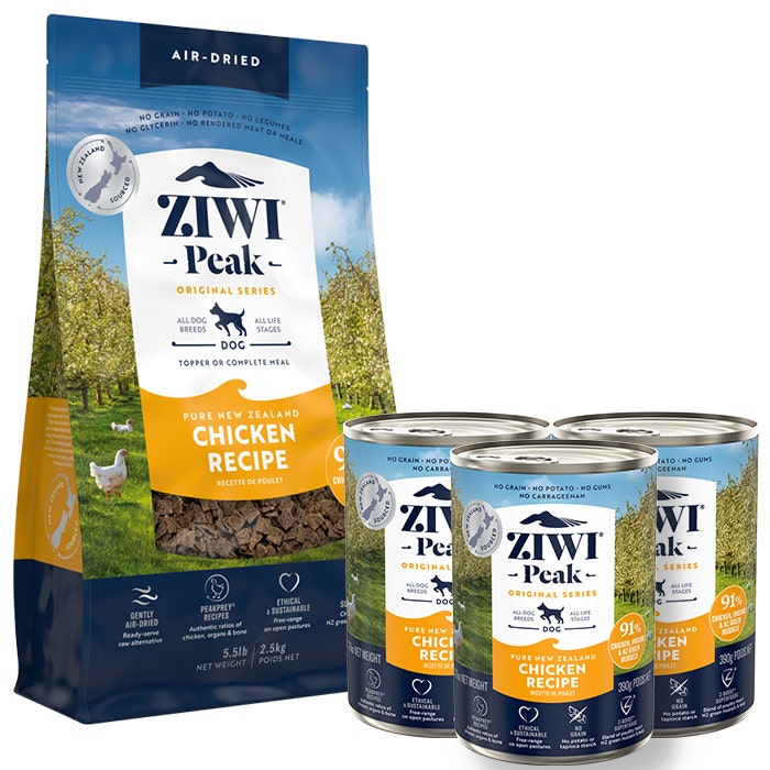 ZiwiPeak Air Dried Chicken Adult Dry Dog Food 2.5kg Chicken Wet Dog Food 390gx12 Petbarn