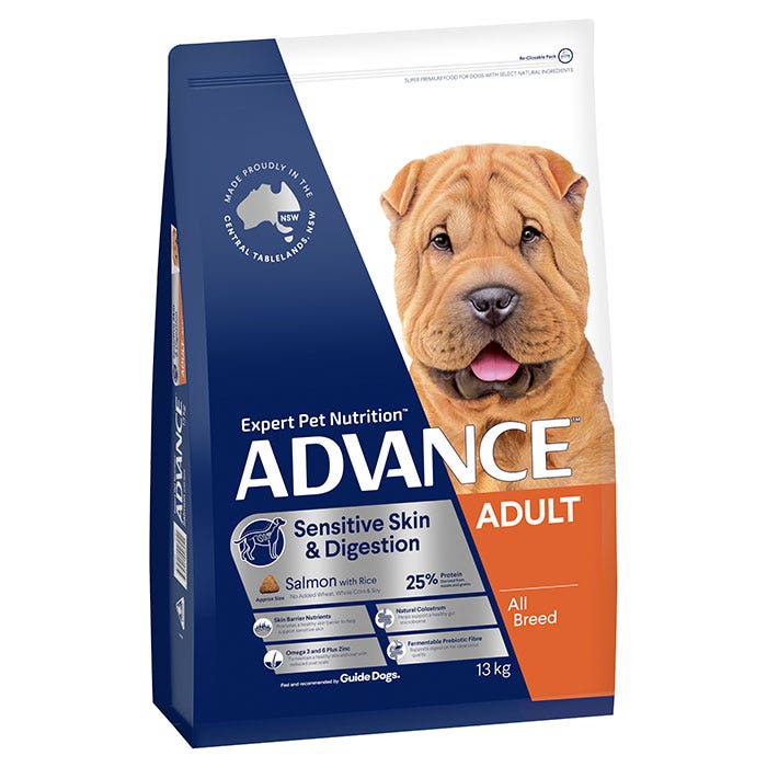 Advance Sens Skin Dig Salm Rice Adult Dog Food 13kg Petbarn