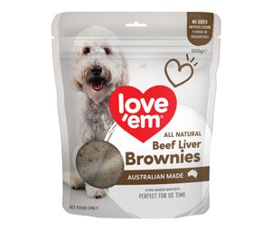 Love Em Beef Liver Brownie Dog Treat 500g