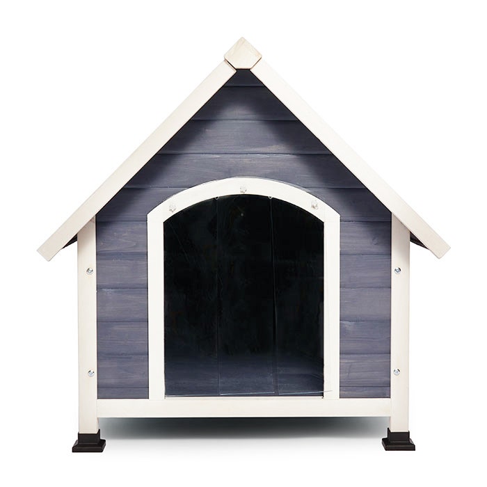 All Day Villa Timber Dog Kennel Grey White Petbarn