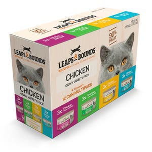 Leaps & Bounds Variety Pack Chicken Gravy Cat Can 85gx12