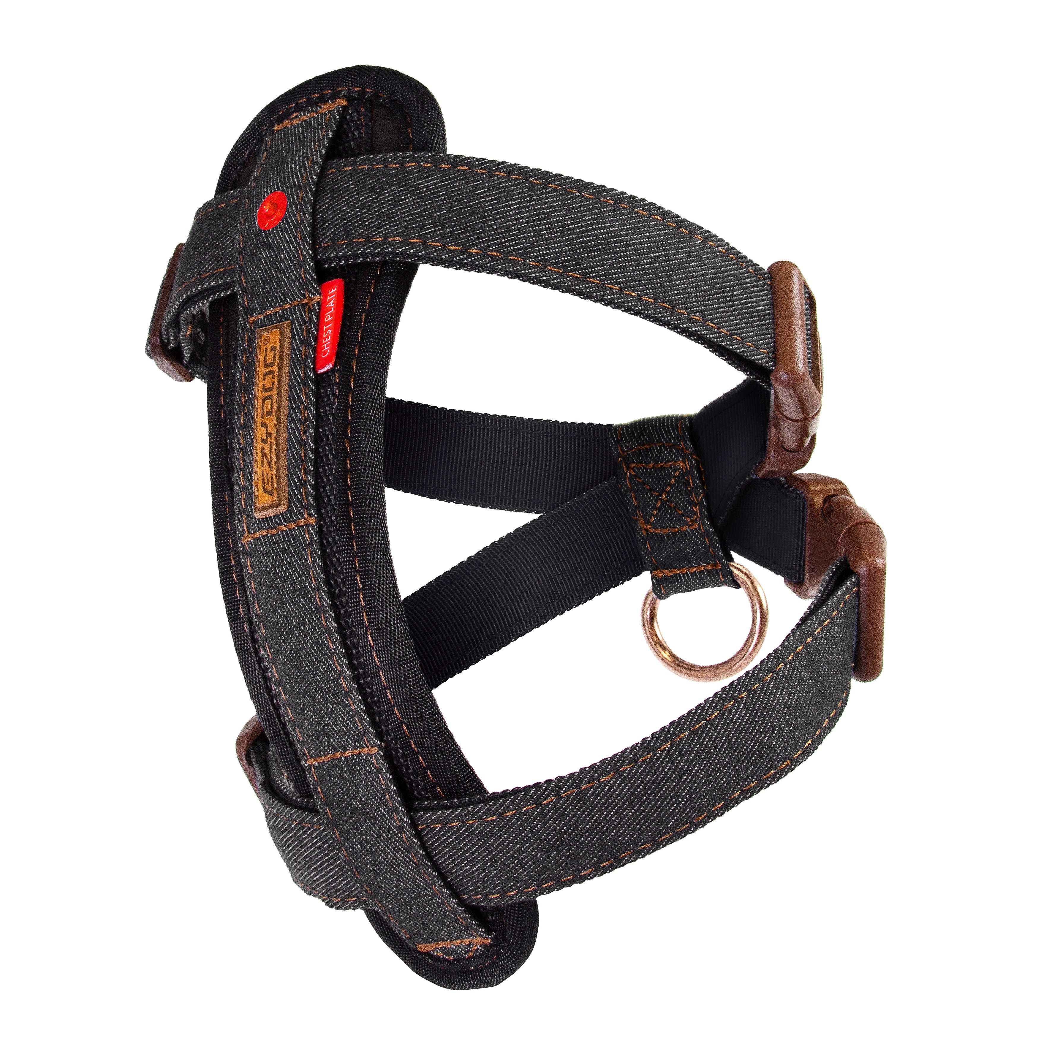EzyDog Chest Plate Dog Harness Black Denim Petbarn
