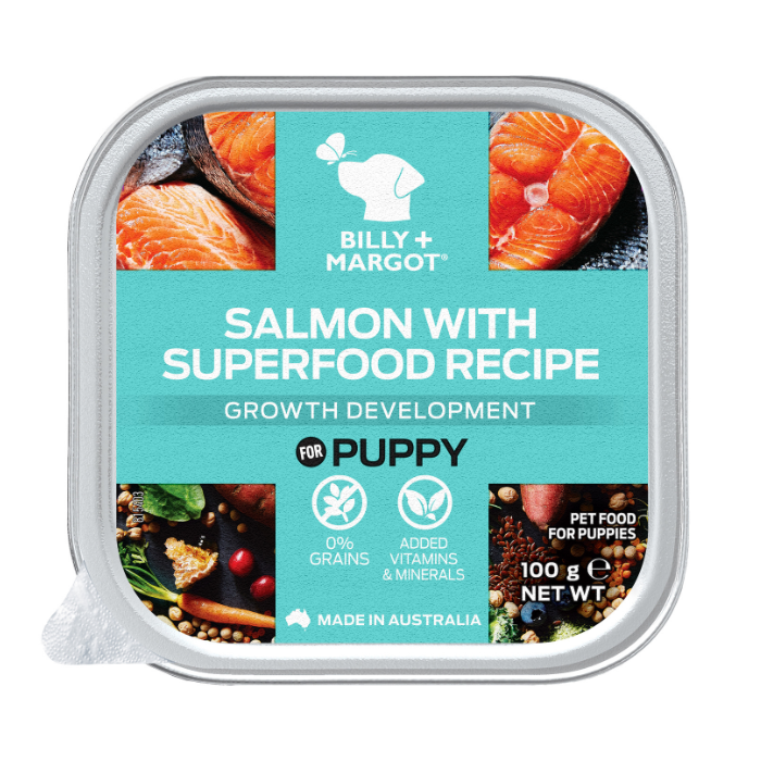 Billy Margot Salmon Superfood Puppy Food Tray 100gx9 Petbarn