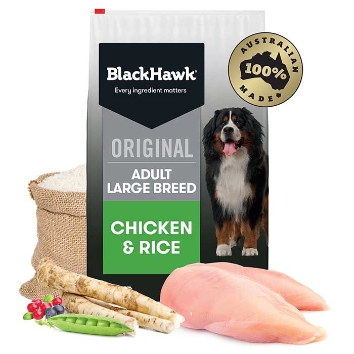 Black Hawk Large Breed Adult Formula Chicken Rice 20kg Petbarn