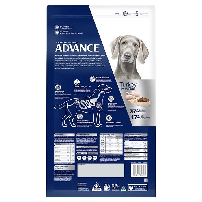 Advance Turkey Adult Large Breed Dog Food 15kg Petbarn