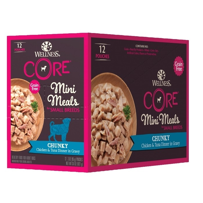 Wellness Core Mini Meals Chunk Chk Tuna Dog Pouch 85gx12 Petbarn