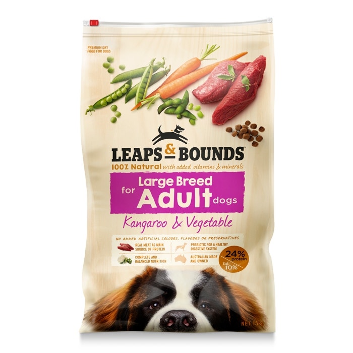 Leaps Bounds Kangaroo Large Breed Adult Dog Food 15Kg Petbarn