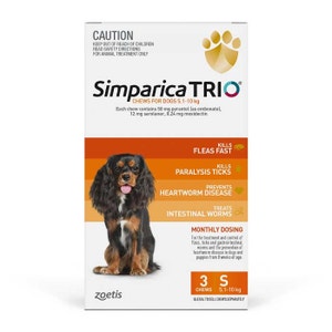 Simparica Trio 5.1-10kg Dog Flea Tick & Worm Chew 3 Pack