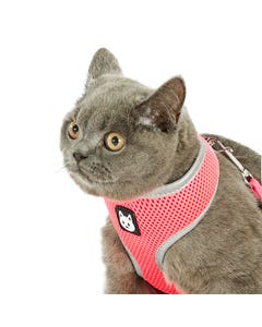 All Day Reflective Mesh Cat Harness & Lead Set Neon Pink