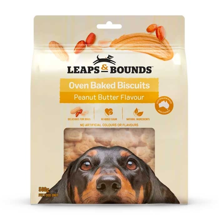Leaps Bounds Peanut Butter Baked Dog Treat 500g Petbarn