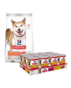 Science Diet Perf Digestion Small Bites Adt Dog Food 1.59kg & Chicken Can 370gx12