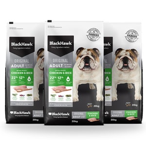 Black Hawk Chicken & Rice Adult Dog Food 20kg x 3