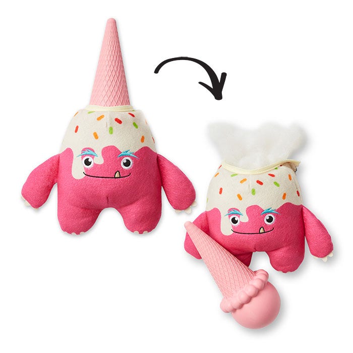 All Day Surprise Monster Ice Cream Chicken Dog Toy Pink Petbarn