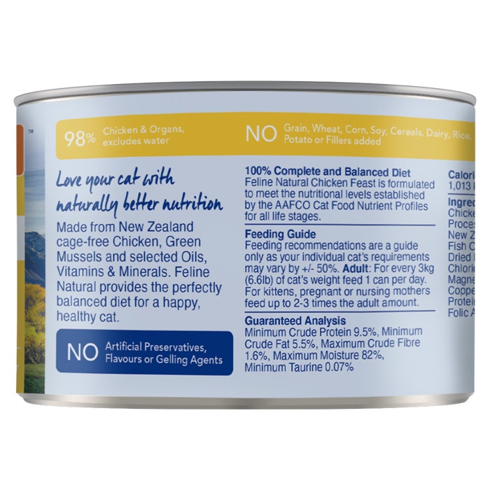 Feline Natural Chicken Feast Cat Food Can 170g 12PK Petbarn