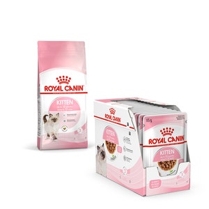 Royal Canin Kitten Food 400g & Royal Canin Gravy Wet Kitten Food 85gx12