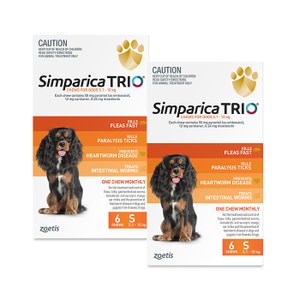 Simparica Trio 5.1-10kg Dog Flea Tick & Worm Chew 6PK x 2