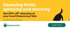 Enjoy 20% off dog desexing at Greencross Vets