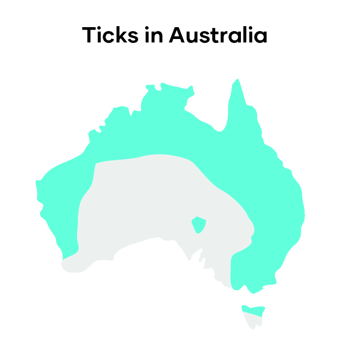 Map of tick locations in Australia