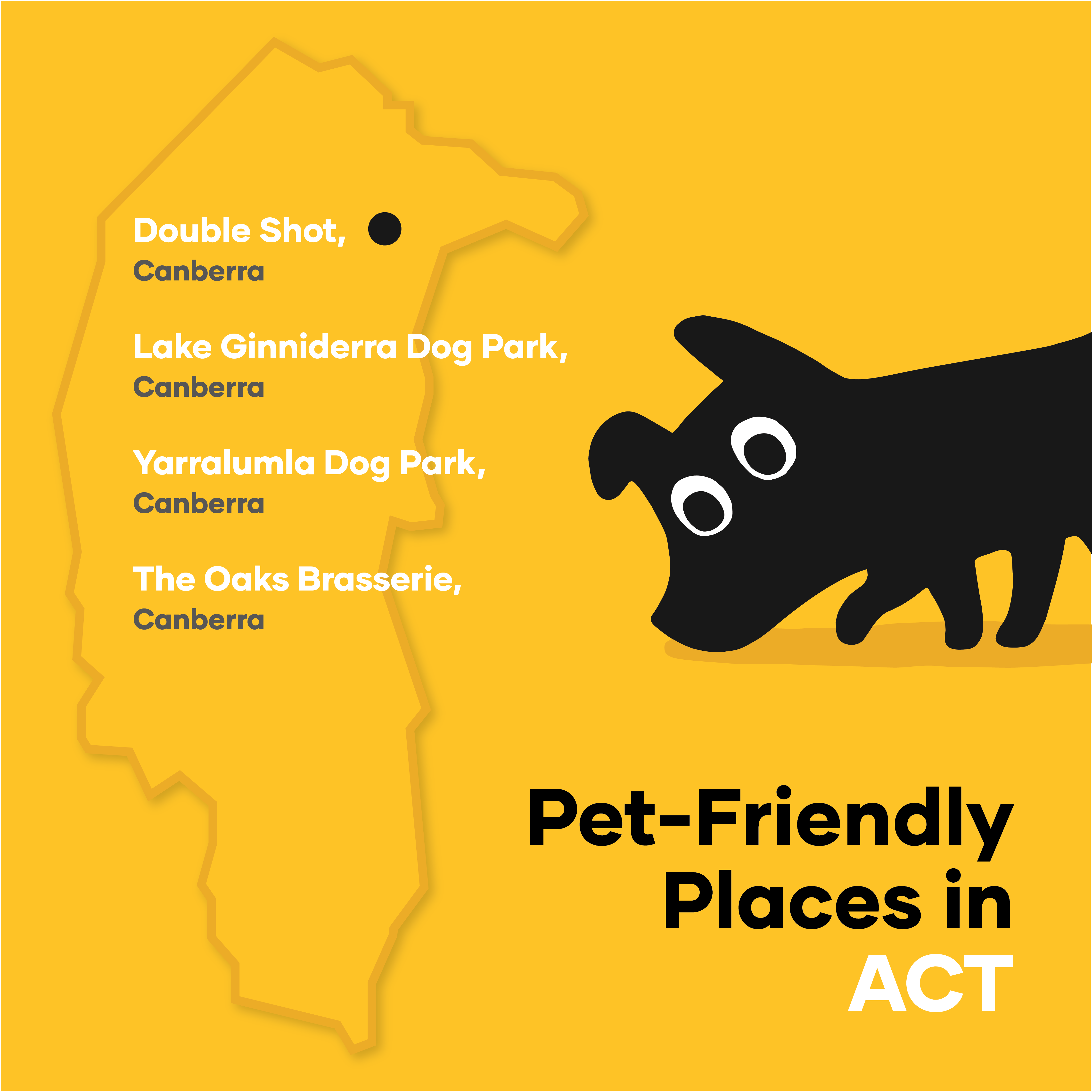 Map of dog-friendly places in ACT