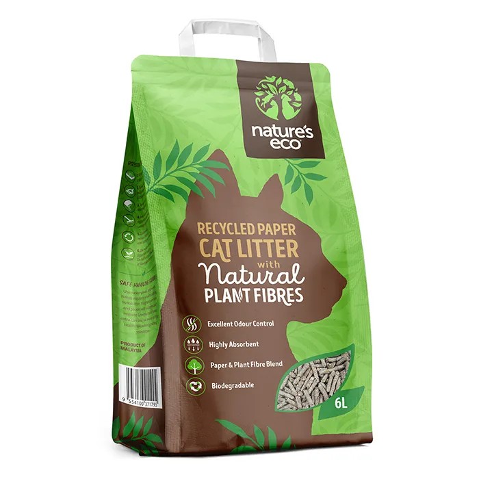 Nature's Eco recycled paper cat litter with natural plant fibres